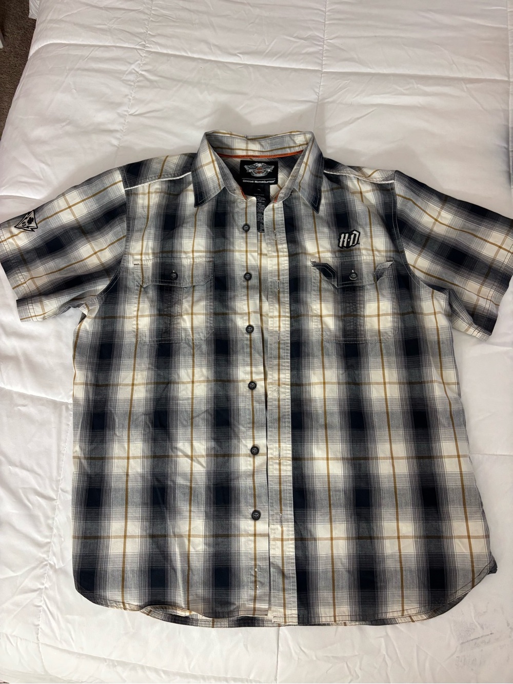 Harley-Davidson Men’s Gray Plaid Performance Button-Up Shirt size XL